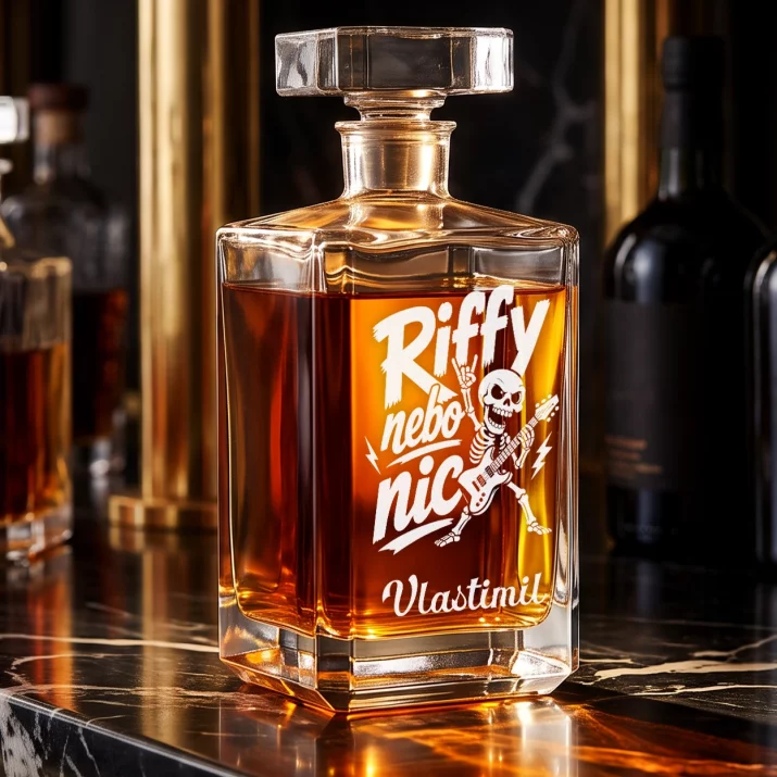 Personalizovaná Karafa Na Whisky Pro Kytaristu Dárek Pro Muže: Riffy Nebo Nic