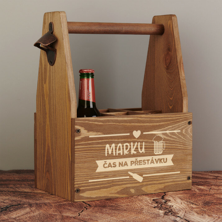 Čas na přestávku - Nosič na pivo s otvírákem