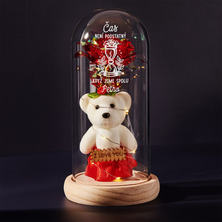 Čas není podstatný - Věčná růže s plyšákem Čas není podstatný - Věčná růže s plyšákem