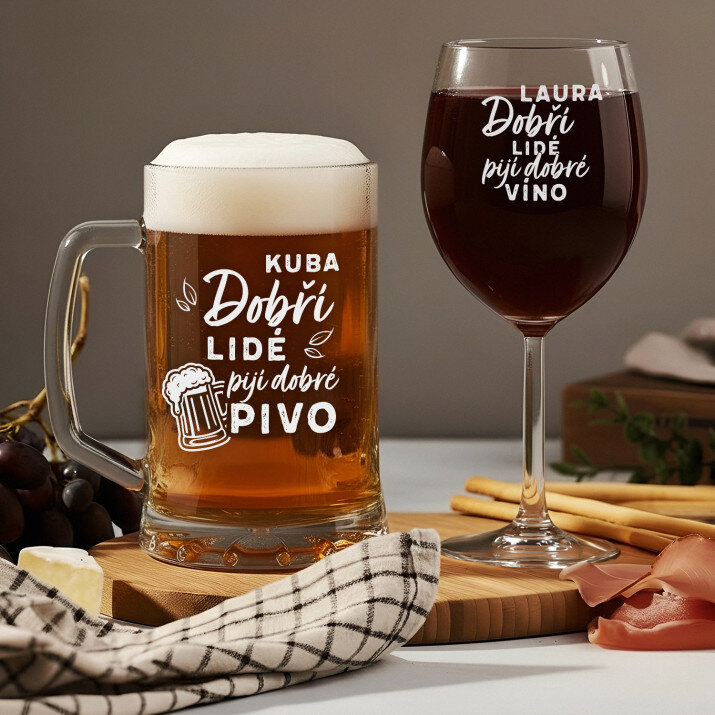 dobří lidé - Sada krýgl a sklenice na víno