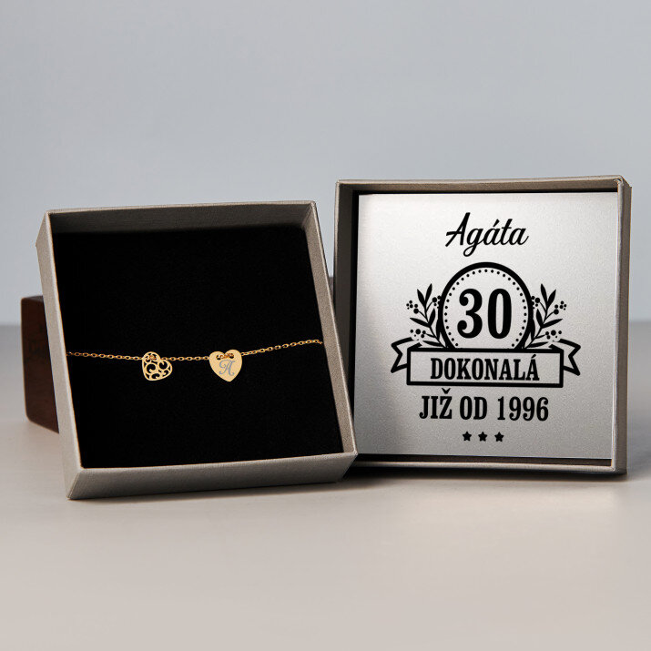 Dokonalá od - Pozlacený náramek se dvěma srdíčky