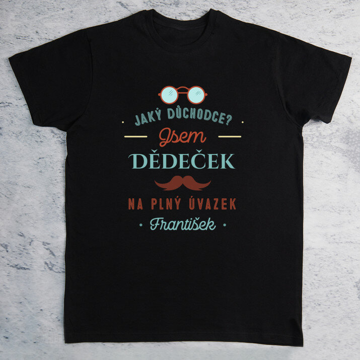 Dědeček na plný úvazek - černé pánské tričko