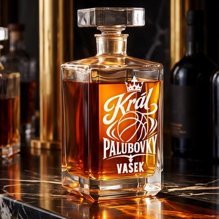 Personalizovaná Karafa Na Whisky Pro Basketbalistu Dárek Pro Muže: Král Palubovky Personalizovaná Karafa Na Whisky Pro Basketbalistu Dárek Pro Muže: Král Palubovky