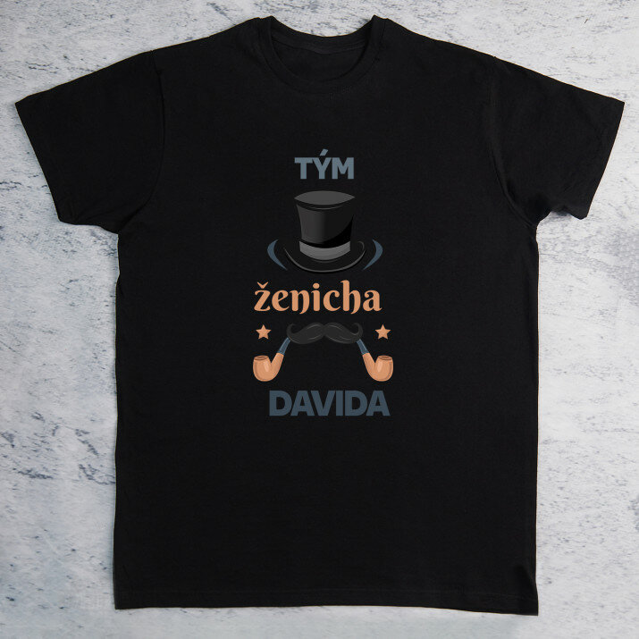 Ženichův tým - černé pánské tričko