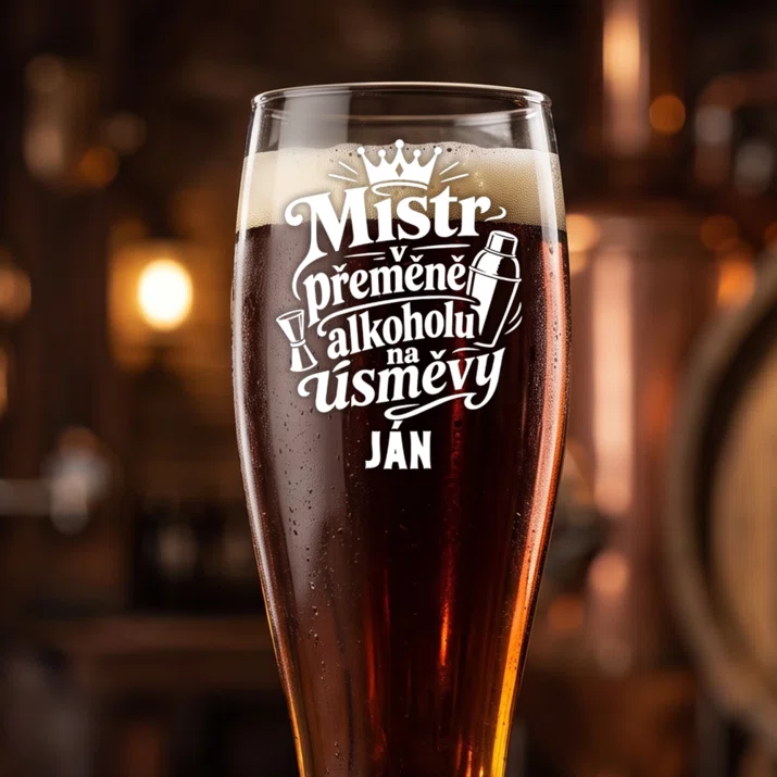 Sklenice Na Pivo S Gravírováním Pro Barmana Dárek Pro Muže: Mistr V Přeměně Alkoholu Sklenice Na Pivo S Gravírováním Pro Barmana Dárek Pro Muže: Mistr V Přeměně Alkoholu