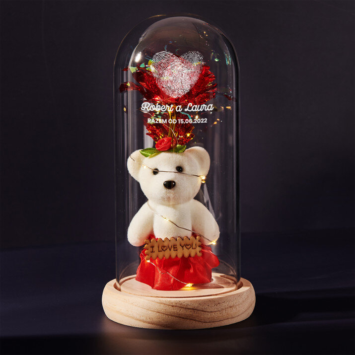 Fingerprints - Věčná růže s plyšákem