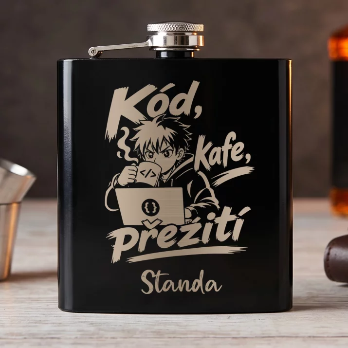 Placatka S Gravírováním Pro Programátora Dárek Pro Muže: Kód, Kafe, Přežití Placatka S Gravírováním Pro Programátora Dárek Pro Muže: Kód, Kafe, Přežití