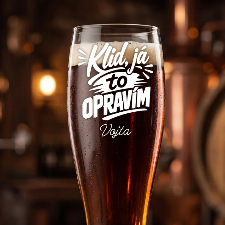 Sklenice Na Pivo S Gravírováním Na Štědrý Večer Dárek Pro Muže: Klid, Já To Opravím