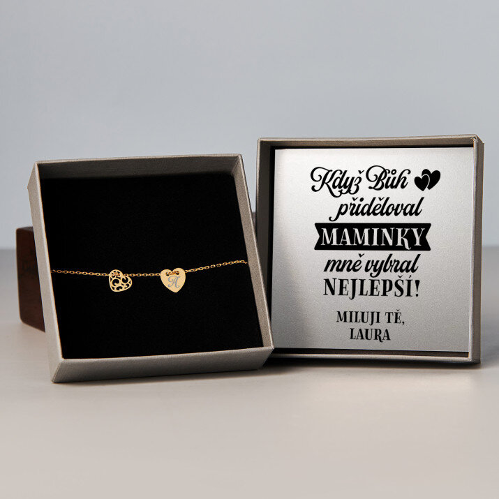 Když bůh přiděloval maminky - Pozlacený náramek se dvěma srdíčky