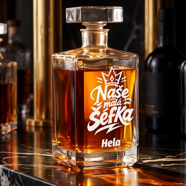 Personalizovaná Karafa Na Whisky Pro Dceru Dárek Pro Ženu: Naše Malá Šéfka Personalizovaná Karafa Na Whisky Pro Dceru Dárek Pro Ženu: Naše Malá Šéfka