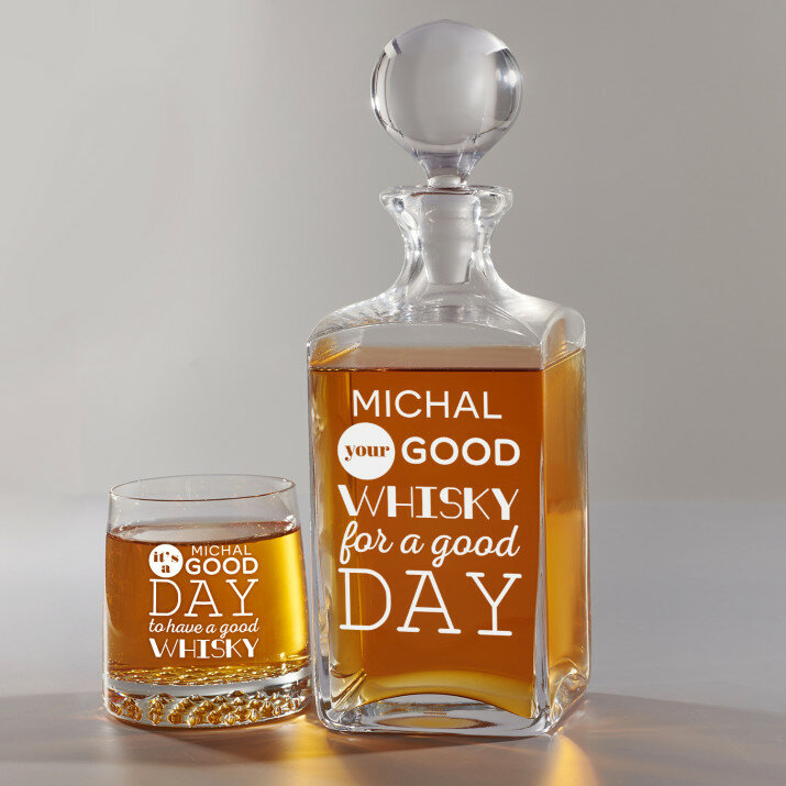 Good Day - Skleněná karafa na whisky + sklenice
