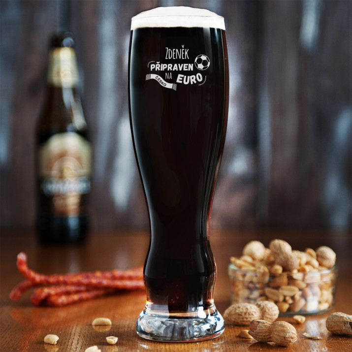 Připraven na Euro – Gravírovaná Sklenice na pivo