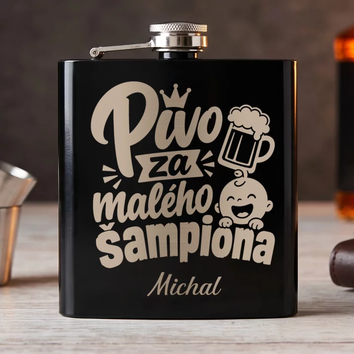 Placatka S Gravírováním Na Zapíjení Miminka Dárek Pro Muže: Pivo Za Malého Šampiona