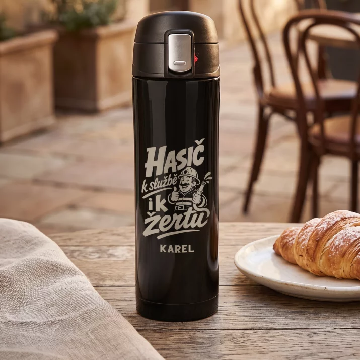 Termohrnek 440ml Pro Hasiče Dárek Pro Muže: Hasič K Službě I K Žertu