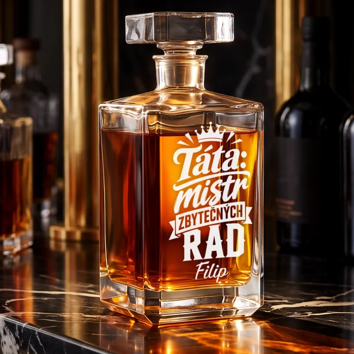 Personalizovaná Karafa Na Whisky Pro Otce Dárek Ke Dni Otců Pro Muže: Táta: Mistr Zbytečných