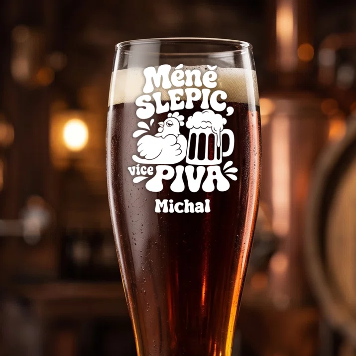 Sklenice Na Pivo S Gravírováním K Velikonocům Dárek Pro Muže: Méně Slepic, Více Piva