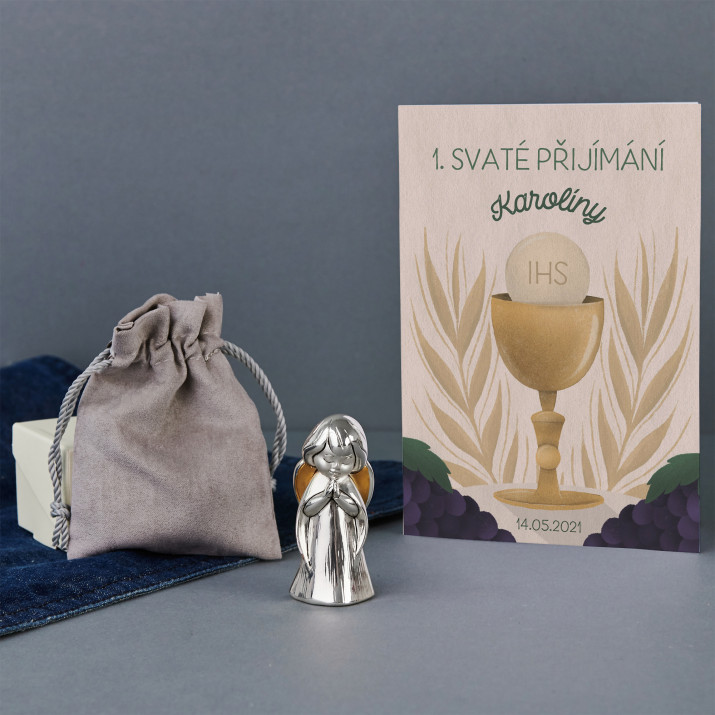 1. Svaté přijímání - Sada stříbrný anděl a přáníčko