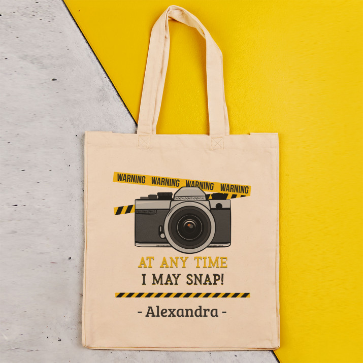 I may snap - Bavlněná taška s potiskem