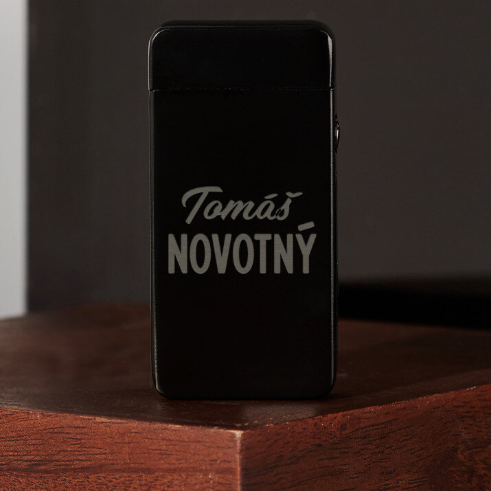 Jméno a příjmení - Černý plazmový zapalovač USB