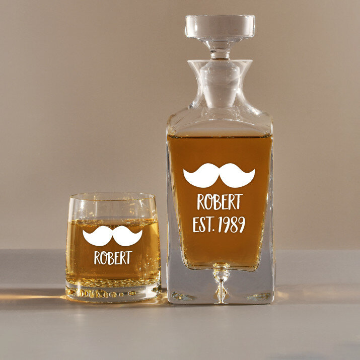 Jméno - Skleněná karafa na whisky + sklenice Jméno - Skleněná karafa na whisky + sklenice