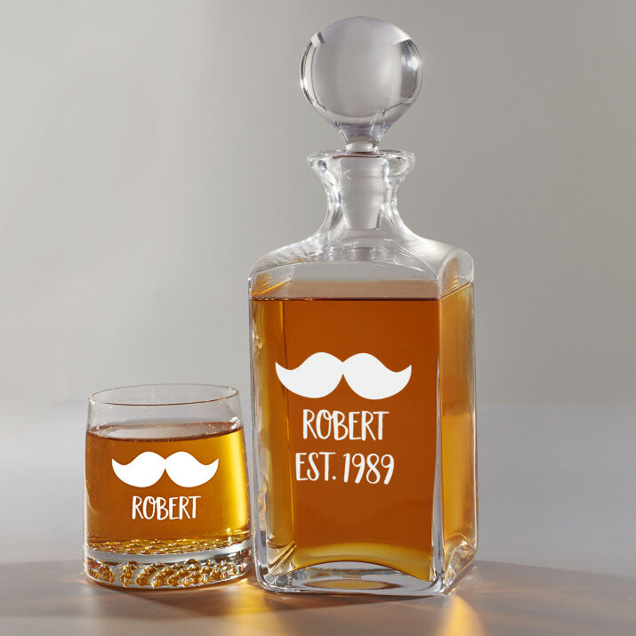 Jméno - Skleněná karafa na whisky + sklenice