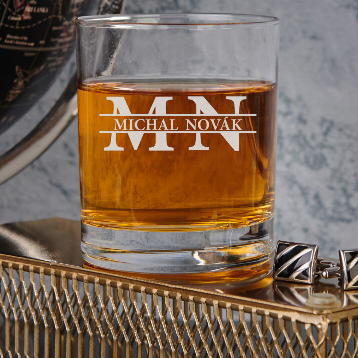 Iniciály jméno a přijmení - Sklenice na whisky Iniciály jméno a přijmení - Sklenice na whisky