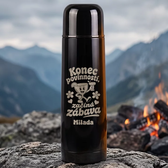Termoska S Gravírováním K Ukončení Práce Dárek Pro Ženu: Konec Povinností, Začíná