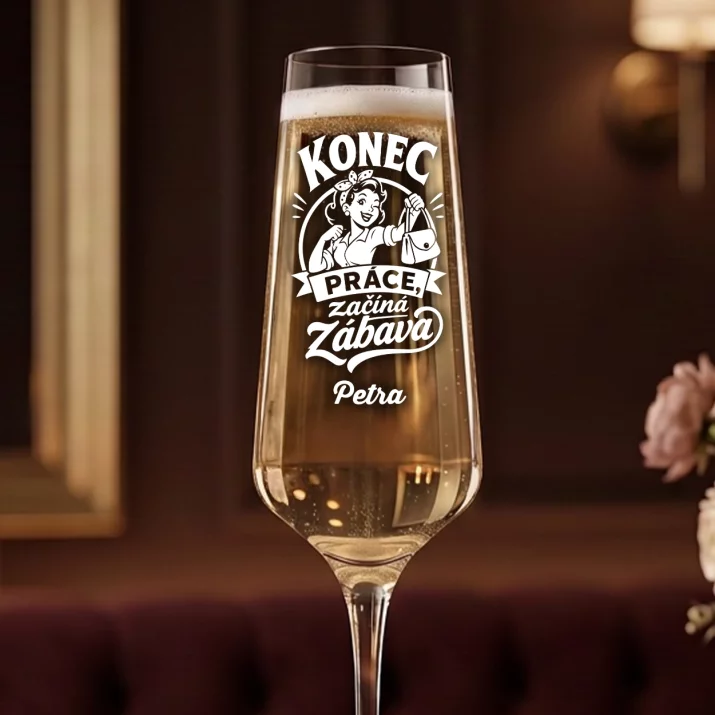Sklenice Na Šampaňské Při Odchodu Z Práce Dárek Pro Ženu: Konec Práce, Začíná Sklenice Na Šampaňské Při Odchodu Z Práce Dárek Pro Ženu: Konec Práce, Začíná