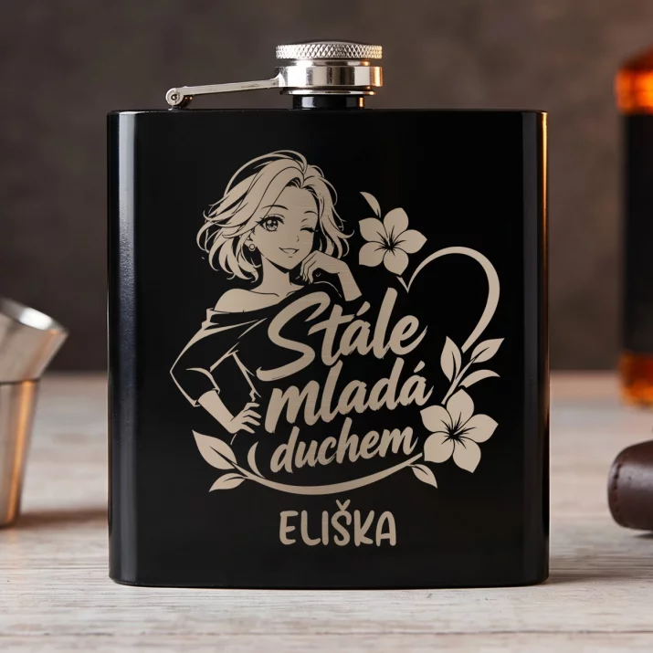Placatka S Gravírováním K 60 Narozeninám Dárek Pro 60Letou Ženu : Stále Mladá Duchem Placatka S Gravírováním K 60 Narozeninám Dárek Pro 60Letou Ženu : Stále Mladá Duchem