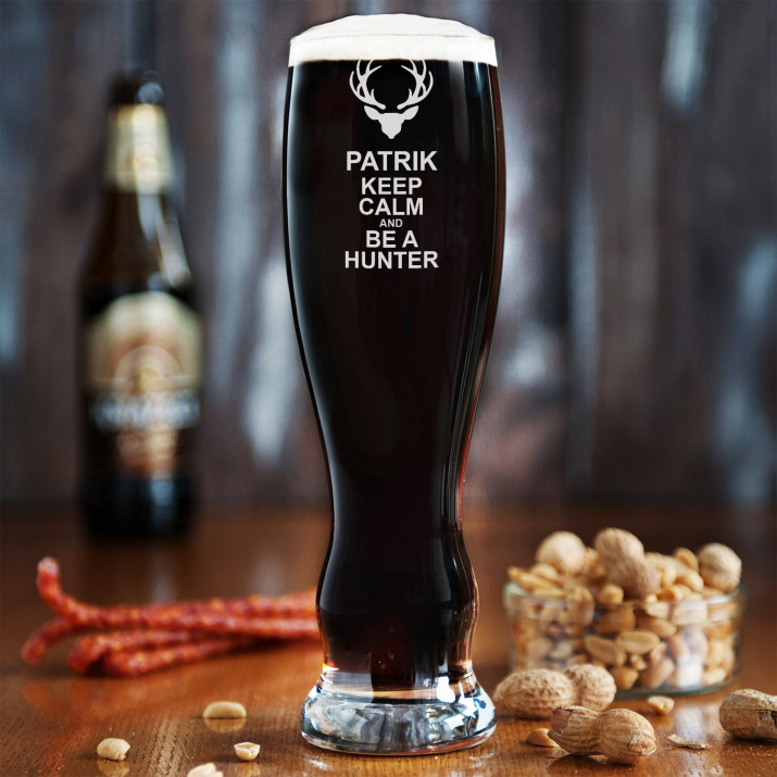 Keep calm and be a hunter – Gravírovaná Sklenice na pivo