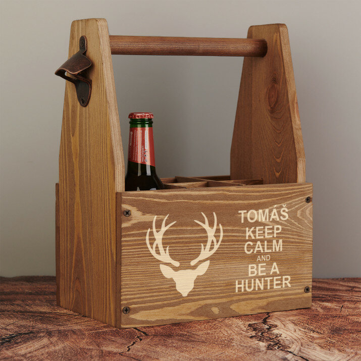 Keep calm and be a hunter - Nosič na pivo s otvírákem