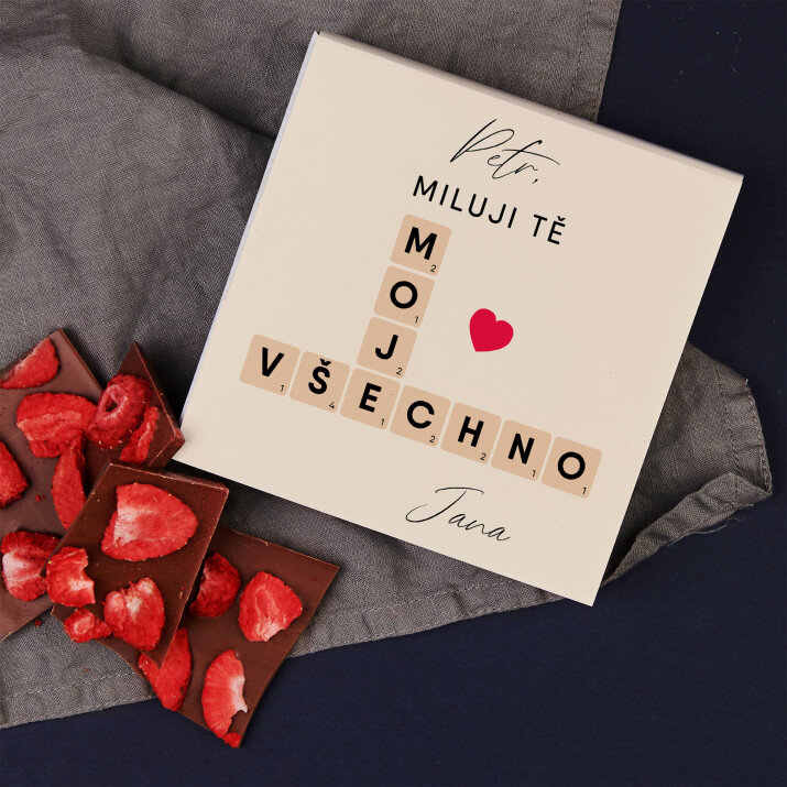 miluji tě scrabble - Čokoláda s jahodami