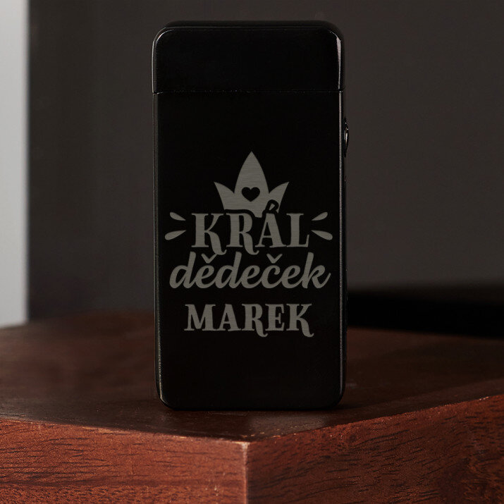 Král dědeček - Černý plazmový zapalovač USB