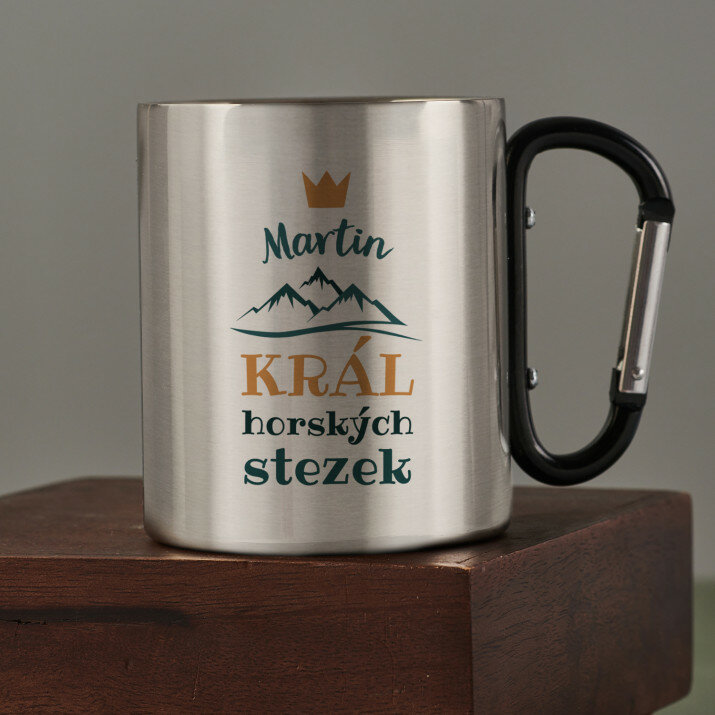 Král horských stezek - Ocelový hrnek s karabinou