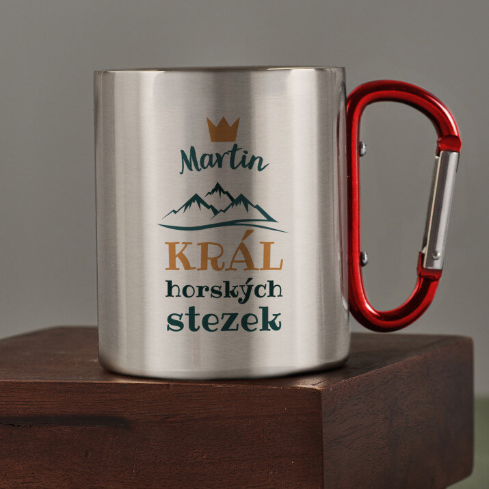 Král horských stezek - Ocelový hrnek s karabinou