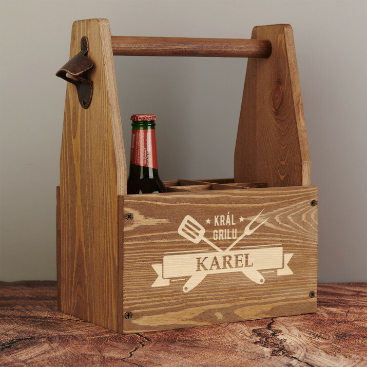Král grilu - Nosič na pivo s otvírákem