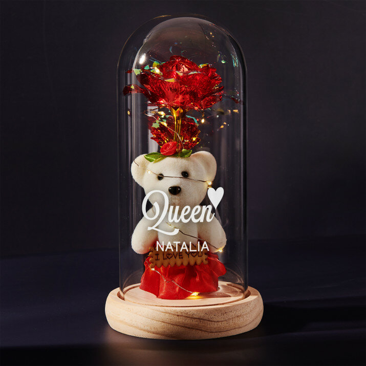 Královna - Věčná růže s plyšákem