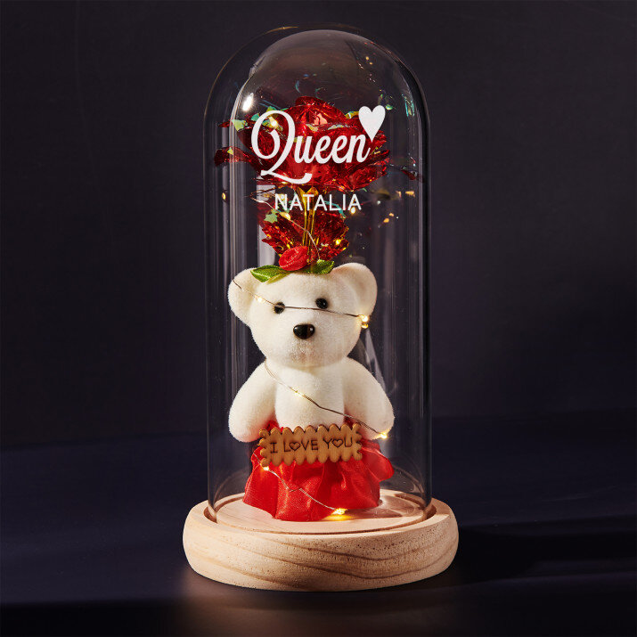 Královna - Věčná růže s plyšákem