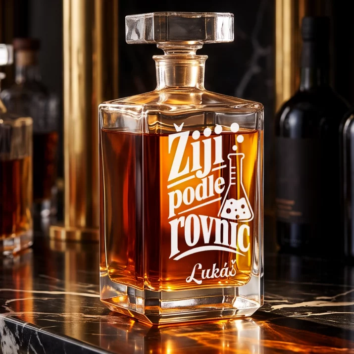 Personalizovaná Karafa Na Whisky Pro Chemika Dárek Pro Muže: Žiji Podle Rovnic Personalizovaná Karafa Na Whisky Pro Chemika Dárek Pro Muže: Žiji Podle Rovnic