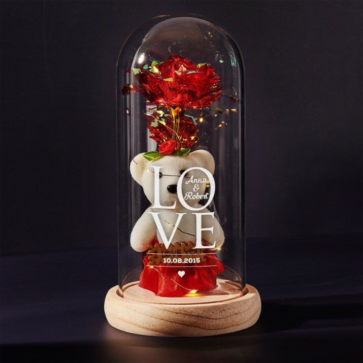 Love - Věčná růže s plyšákem