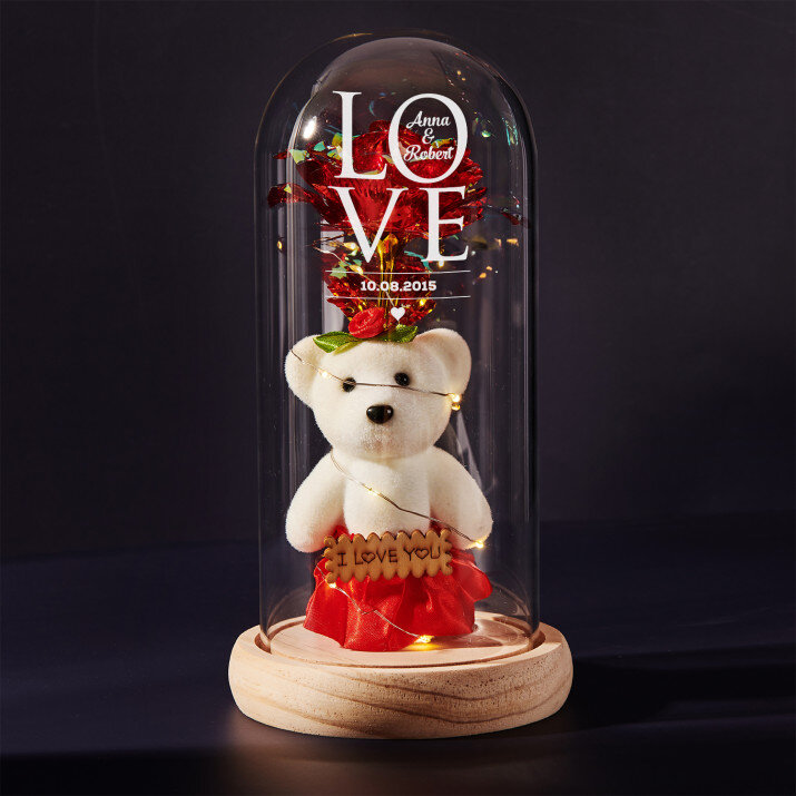 Love - Věčná růže s plyšákem