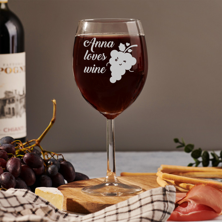 Love wine - Gravírovaná sklenice na víno