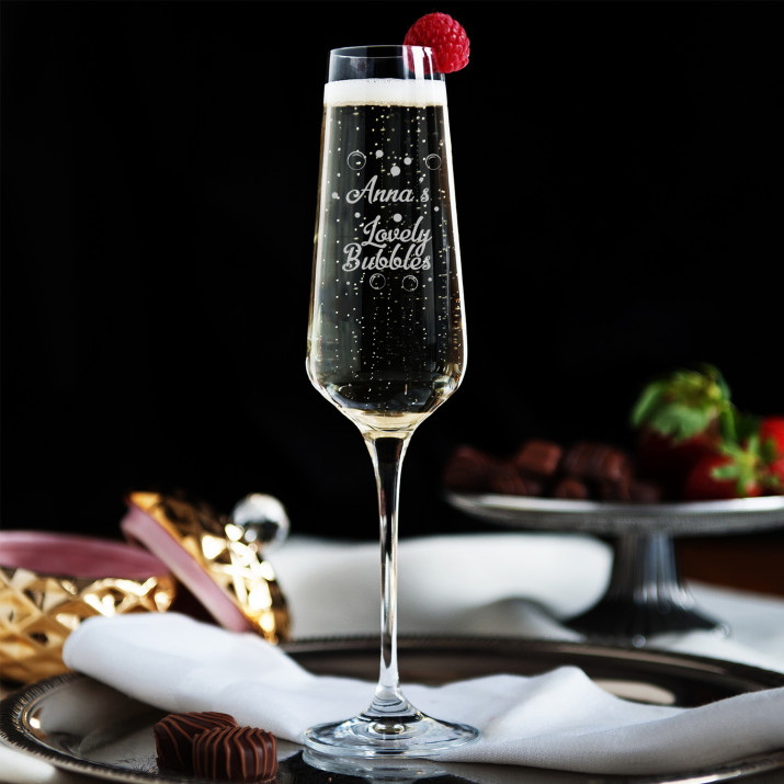Lovely bubbles - Gravírovaná sklenice na šampaňské