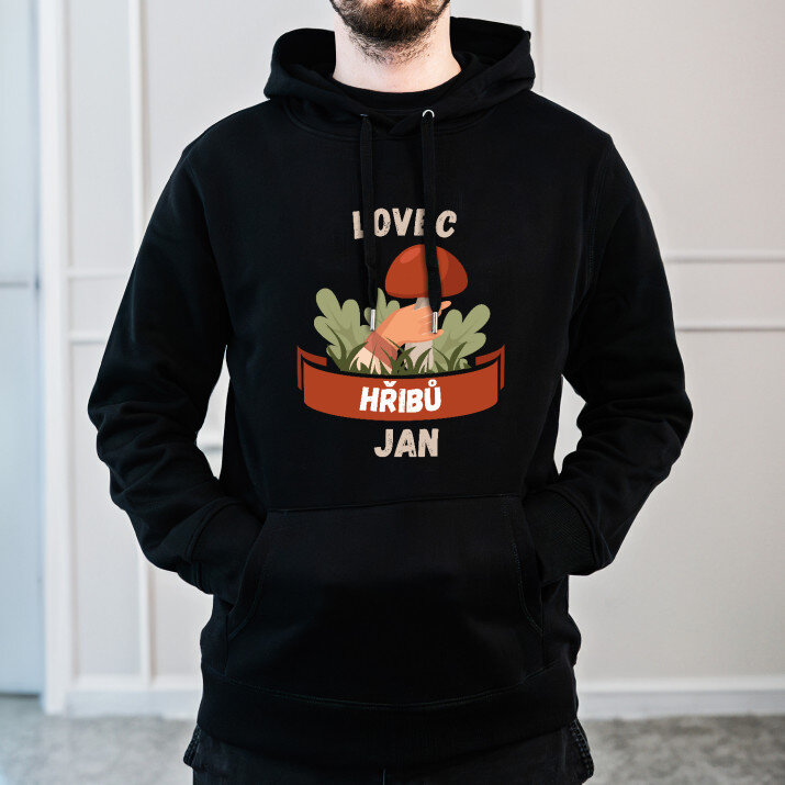 Lovec hřibů - Černá pánská mikina