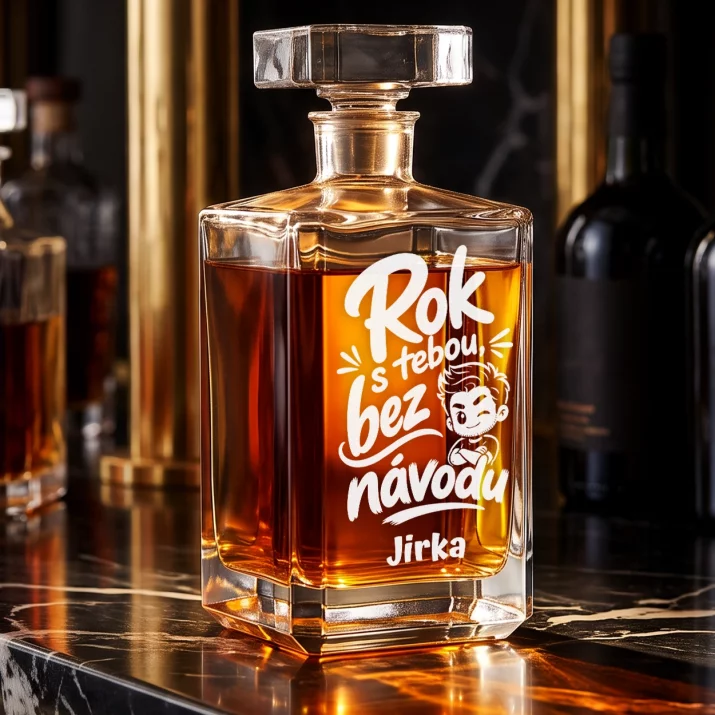 Personalizovaná Karafa Na Whisky K Prvnímu Výročí Svatby Dárek K Valentýnu Pro Muže: Rok S Tebou, Bez Návodu