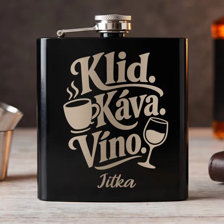 Placatka S Gravírováním Na Zapíjení Miminka Dárek Pro Ženu: Klid. Káva. Víno