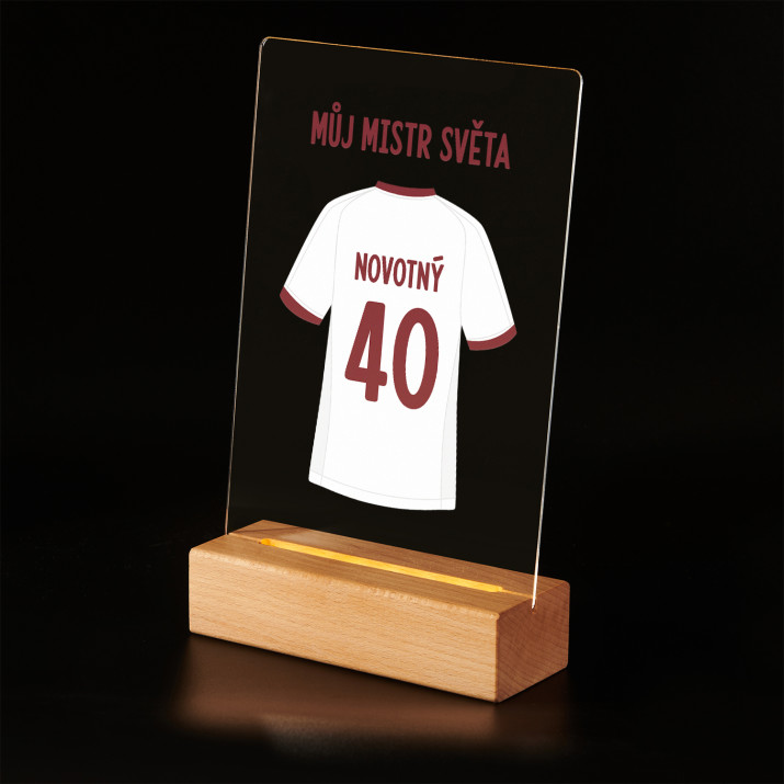 Můj mistr světa - Tisk na akrylovém skle stojan LED