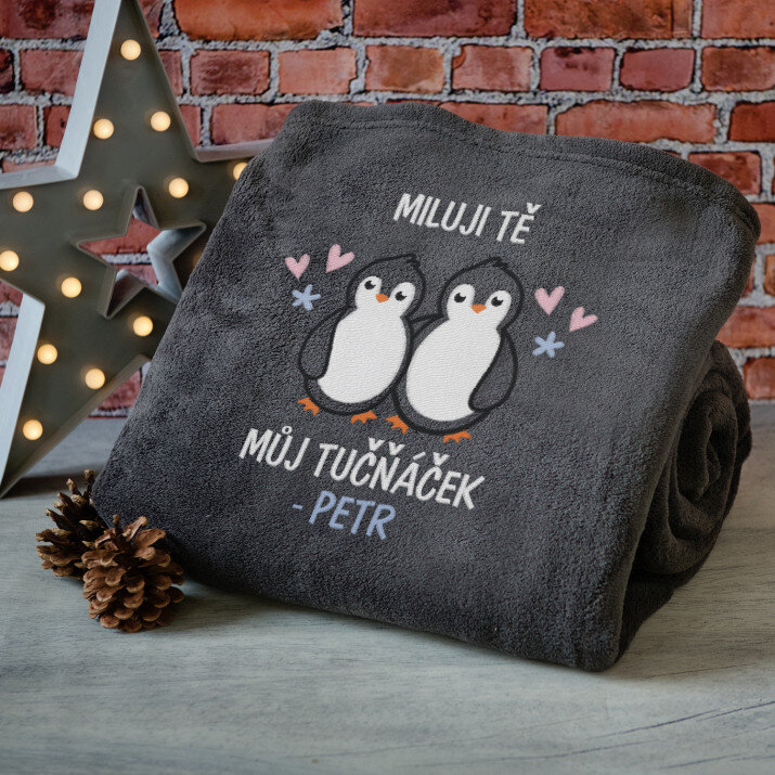 Můj tučňáček - Deka s výšivkou