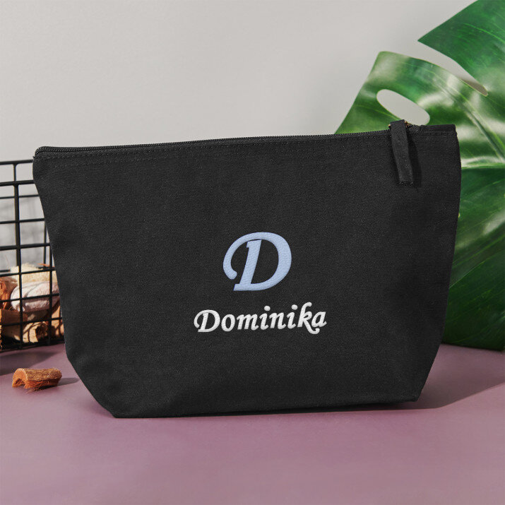 Monogram jména - Černá kosmetická taštička