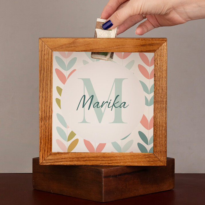 Monogram jméno elegant - Dřevěné prasátko